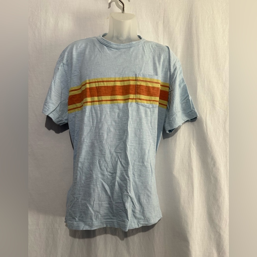 George Light Blue Striped Tee Men’s Size 2XL Orange Yellow